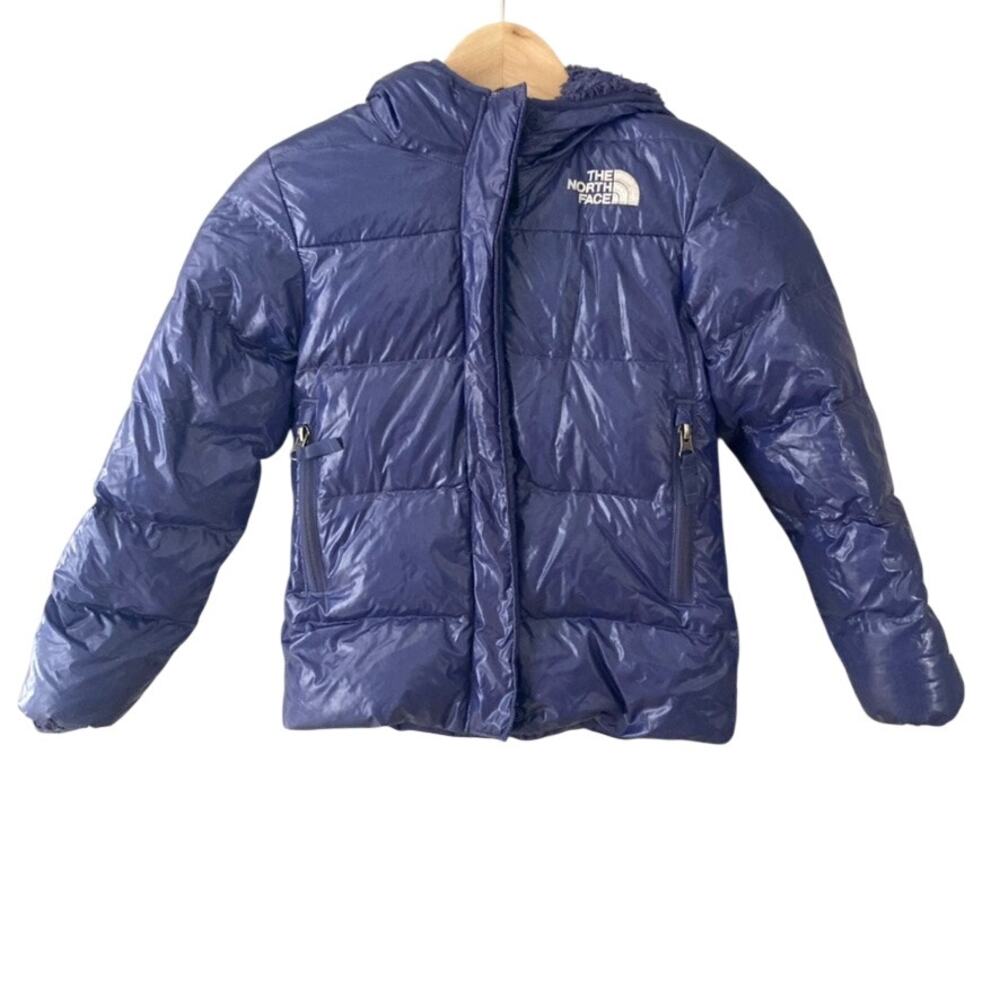 The North Face Girls' North 600 Down Hooded Jacket Purple Blue XS 6
